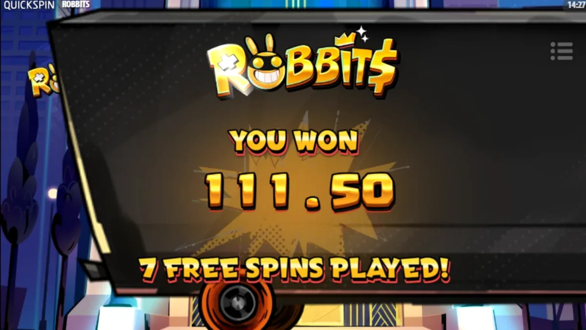 Karakter kelinci perampok dalam slot Robbits dengan latar belakang kasino yang mewah