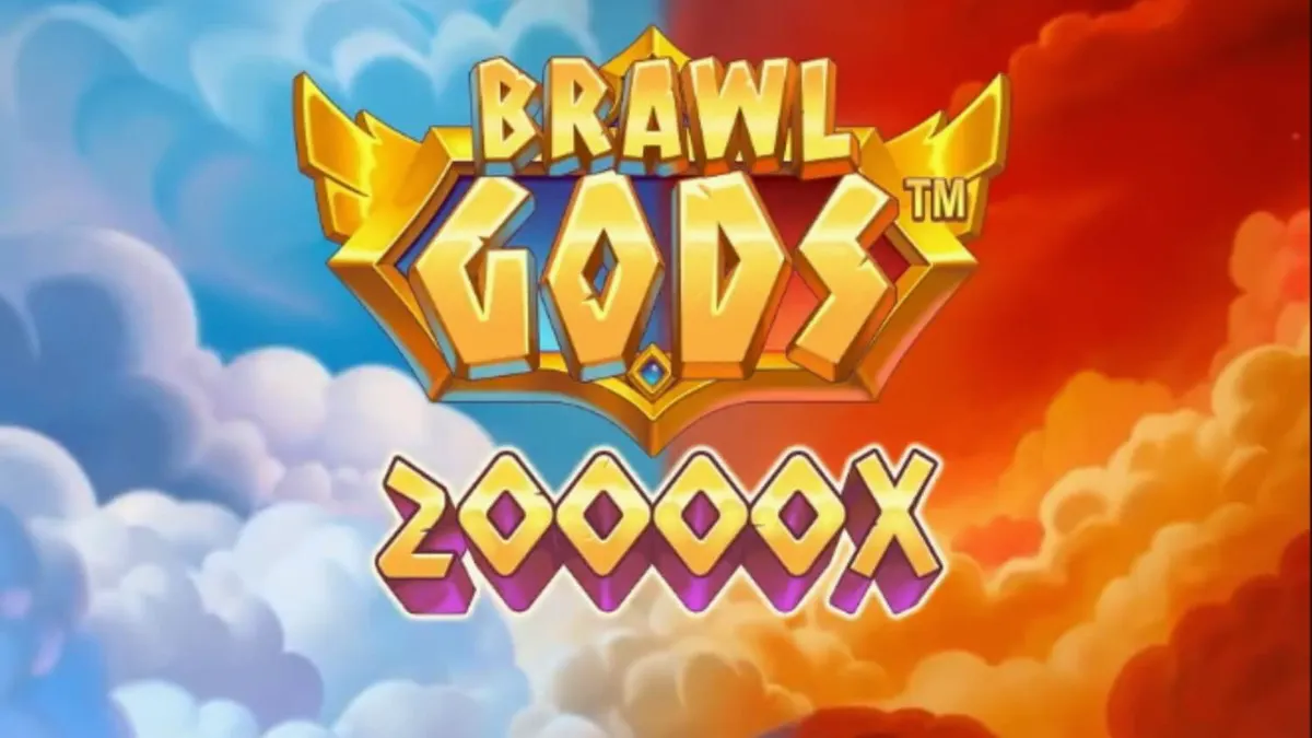 Tampilan antarmuka slot Brawl Gods dengan desain split-screen Zeus dan Hades